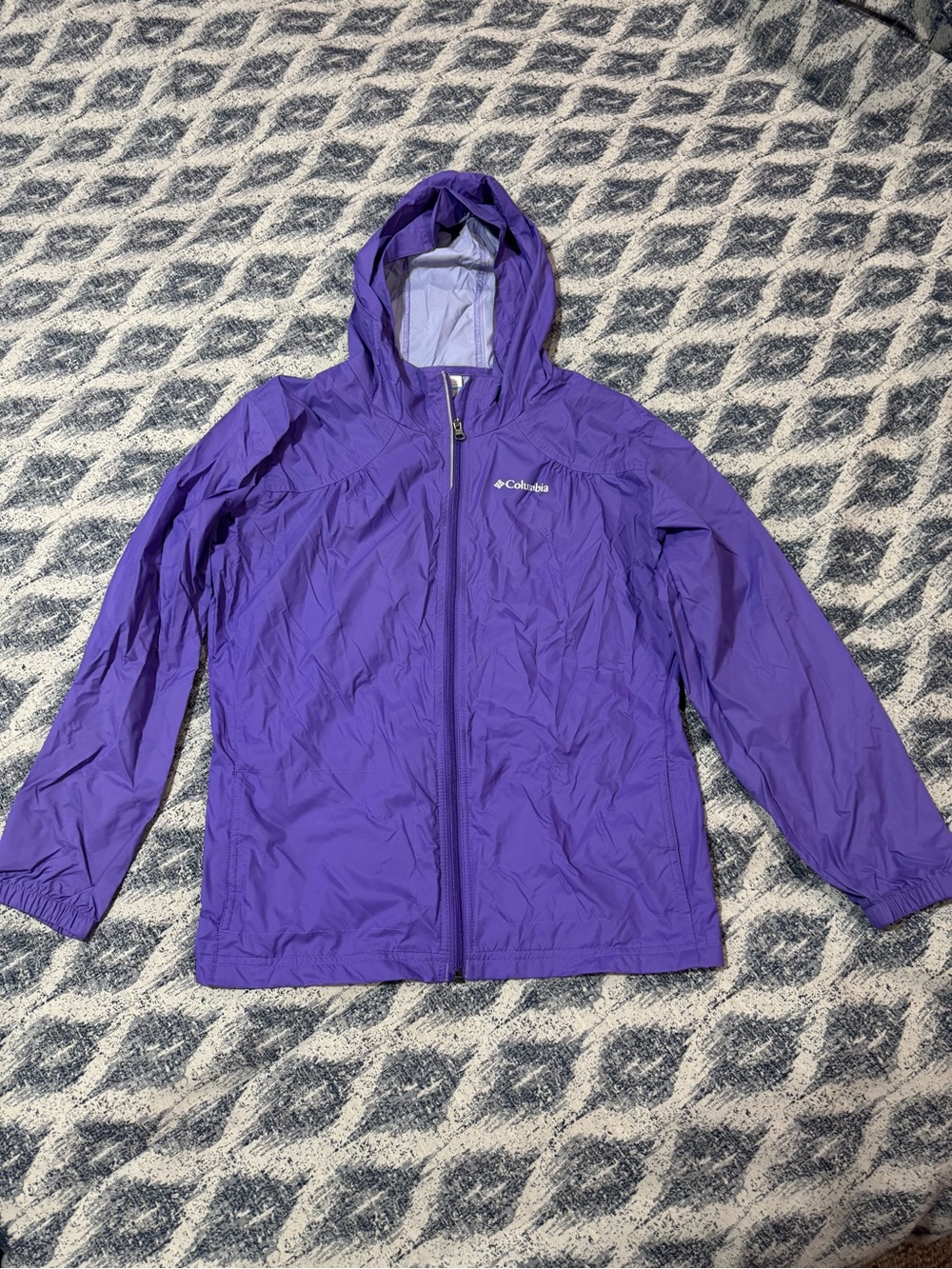 Columbia Girls' Purple Hooded Windbreaker Rain Jacket switchback ii XL (18)